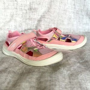 Girls OshKosh Holographic Bump Toe Athletic Sandal Sneakers, Light Pink Size 12